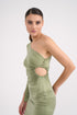 One Shoulder Midi Dress With Waist Decollete